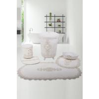 Bonny Home Lisa Krem 6 Prç Çeyizlik Banyo Kirli Çamaşır Sepeti Seti & Banyo Paspası Seti