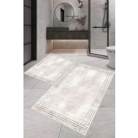 Dijital Baskı Modern Banyo Halısı İkili Banyo Paspası LNA5-0442 100x60+60x50 cm