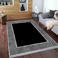 Hitit Halı Lidya Lüx Kaymaz Taban PVC Dekoratif Halı 4739 Siyah Gri