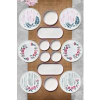 Kitchen Life 14 Parça 6 Kişilik Sakura Stackable Kahvaltı Takımı - Lüx Kahvaltılık Sunum Seti Tabağı