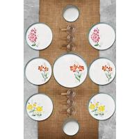 Kitchen Life 15 Parça 6 Kişilik Flowers Stackable Kahvaltı Takımı Sosluklu Çiçekli Kahvaltılık Sunum Seti