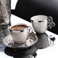 Lal 6 lı Fincan Kahve Seti - Gümüş